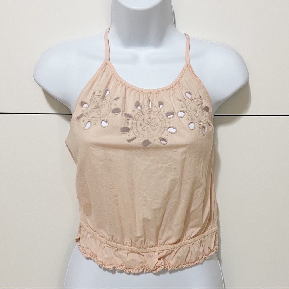Aerie Back Tie Keyhole Design Peach Tank Size Small